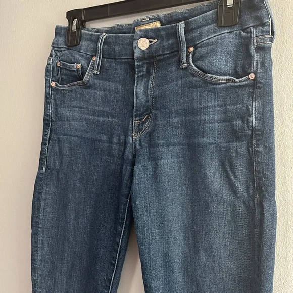 Mother denim Looker Ankle Fray cropped mid rise raw hem jeans color Girl Crush - Picture 2 of 9